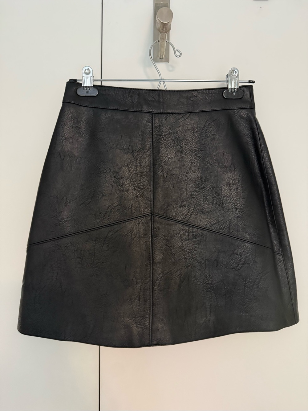 Black Faux Leather A-Line Skirt